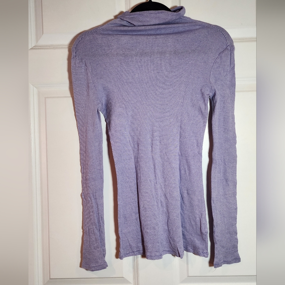Gap Women's Lavender Purple White Striped Long Sleeve Turtleneck Top Small